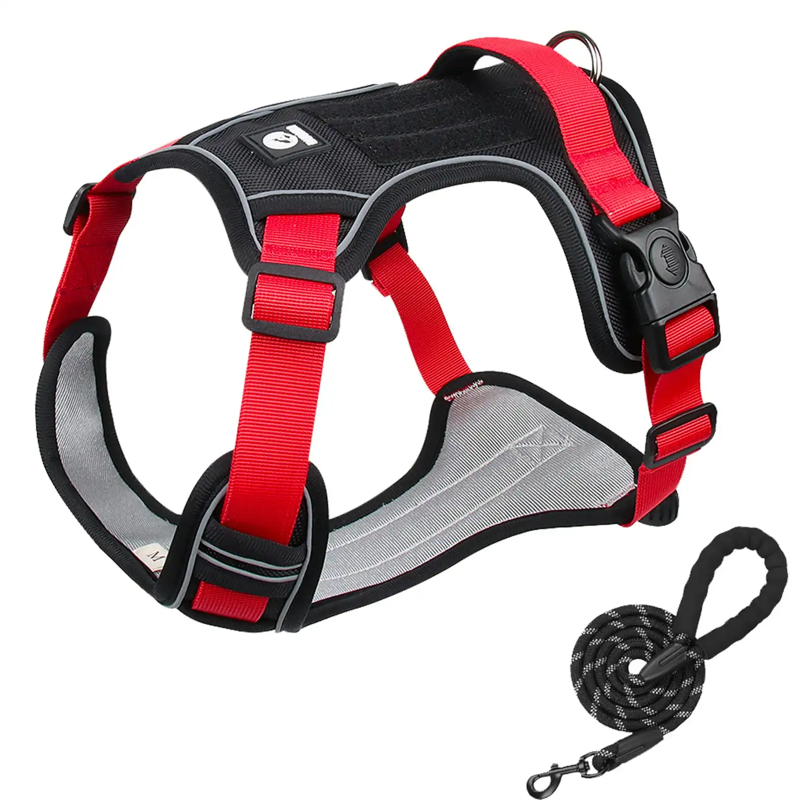 Furbulous Tactical Dog Harness Adjustable No Pull Pet Harness Reflective Working Training Dog Harness with 1.5m Lead