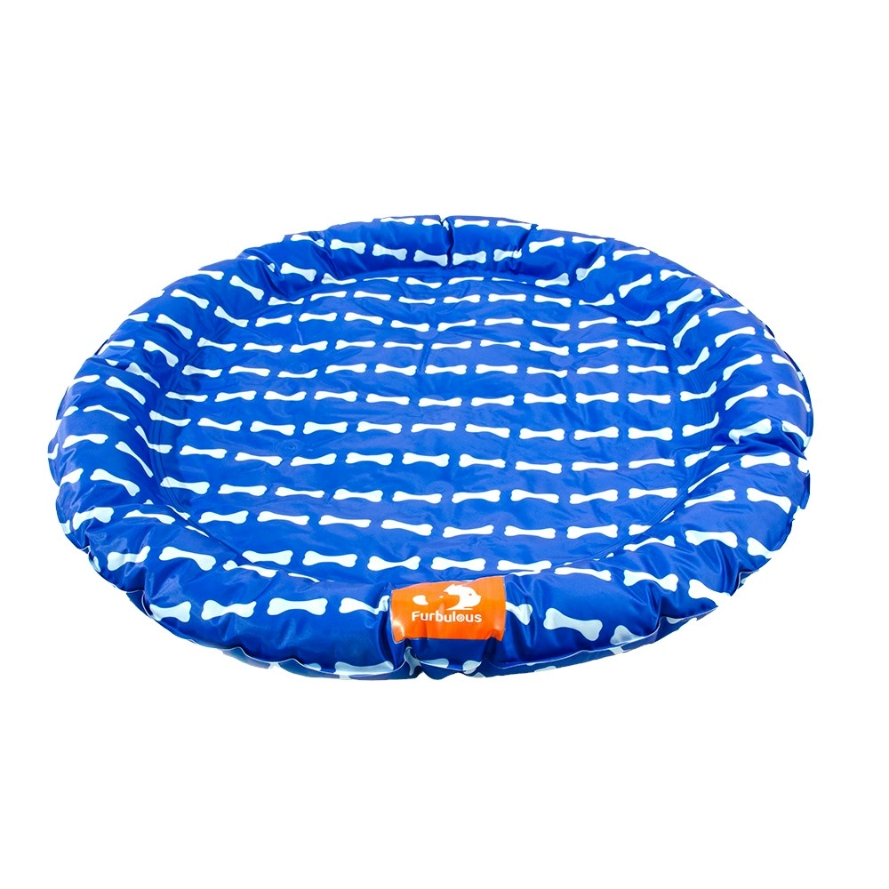 Furbulous 75cm Round Pet Cooling Bed Dog or Cat Non-Toxic Cooling Mat for Summer - Blue