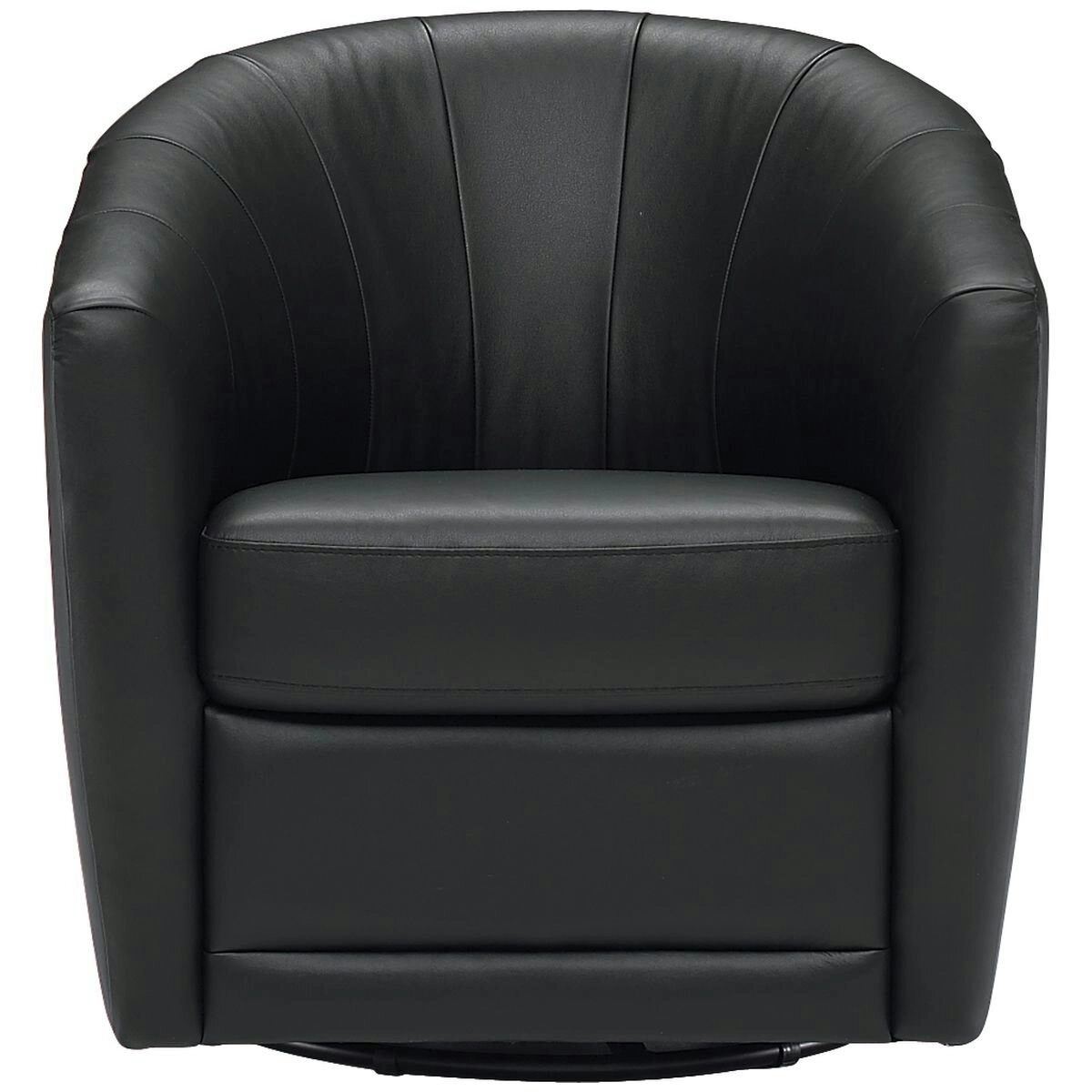 Natuzzi Editions Giada Black Leather Swivel Chair