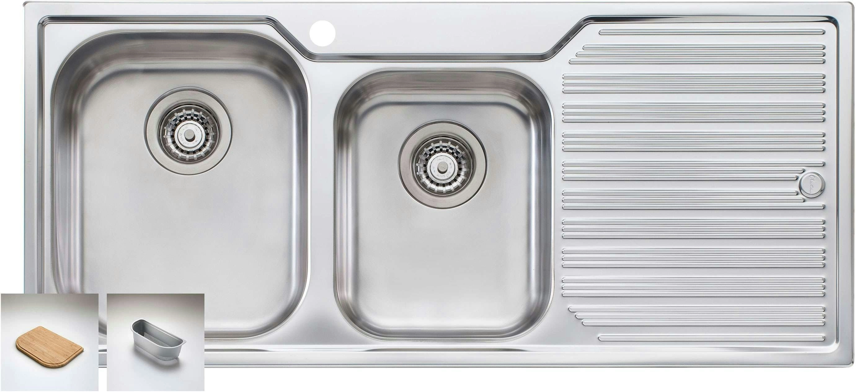 Oliveri Diaz 1 & 3/4 Double Left Hand Bowl Inset Sink With Drainer DZ111