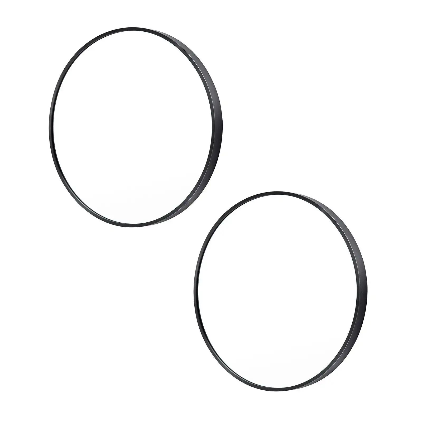 2 Set 50cm Wall Mirror Round Bathroom - BLACK