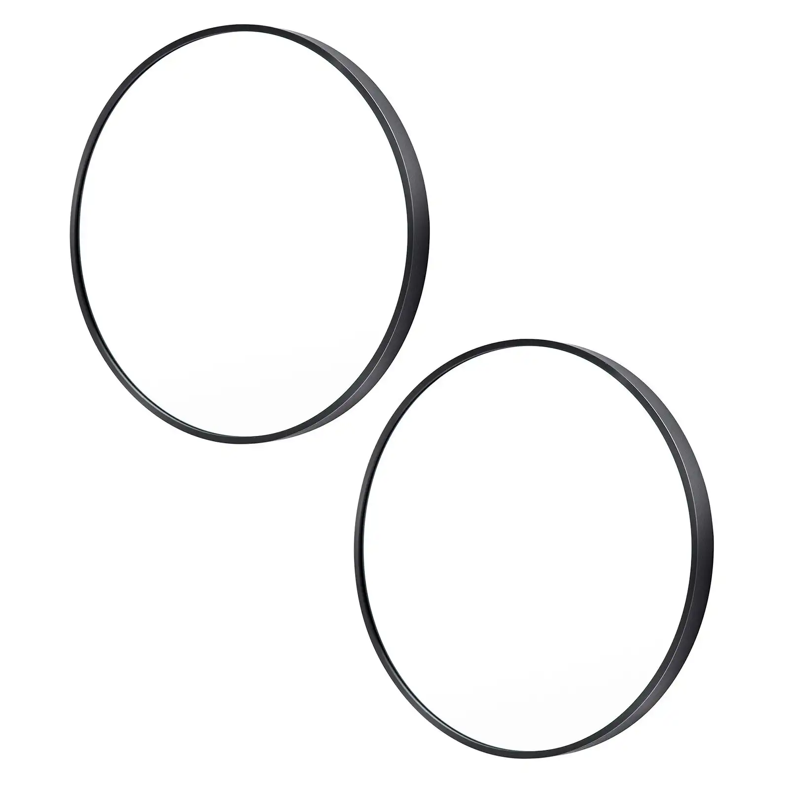 2 Set 70cm Wall Mirror Round Bathroom - BLACK