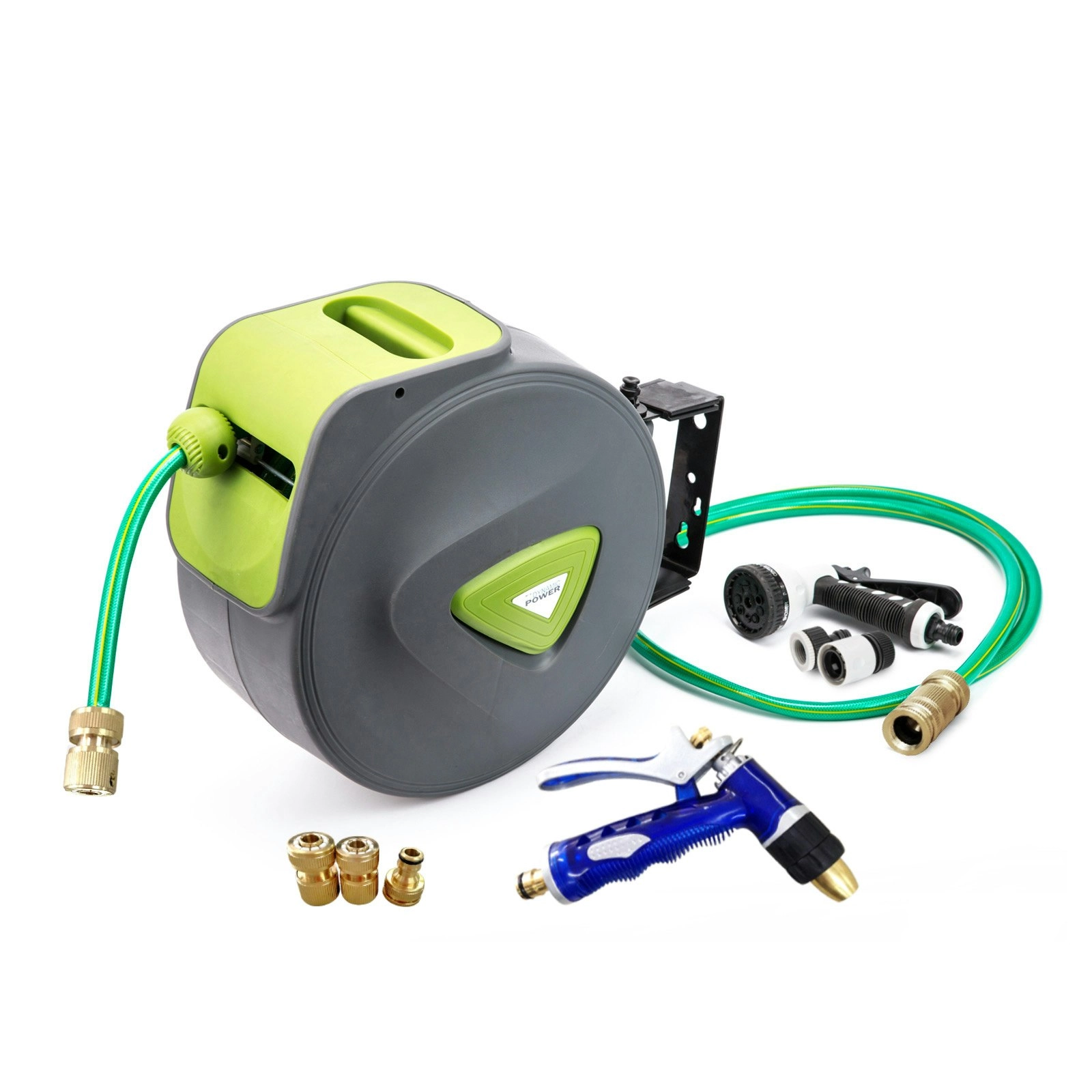 30M Garden Water Hose Reel + Brass Gun