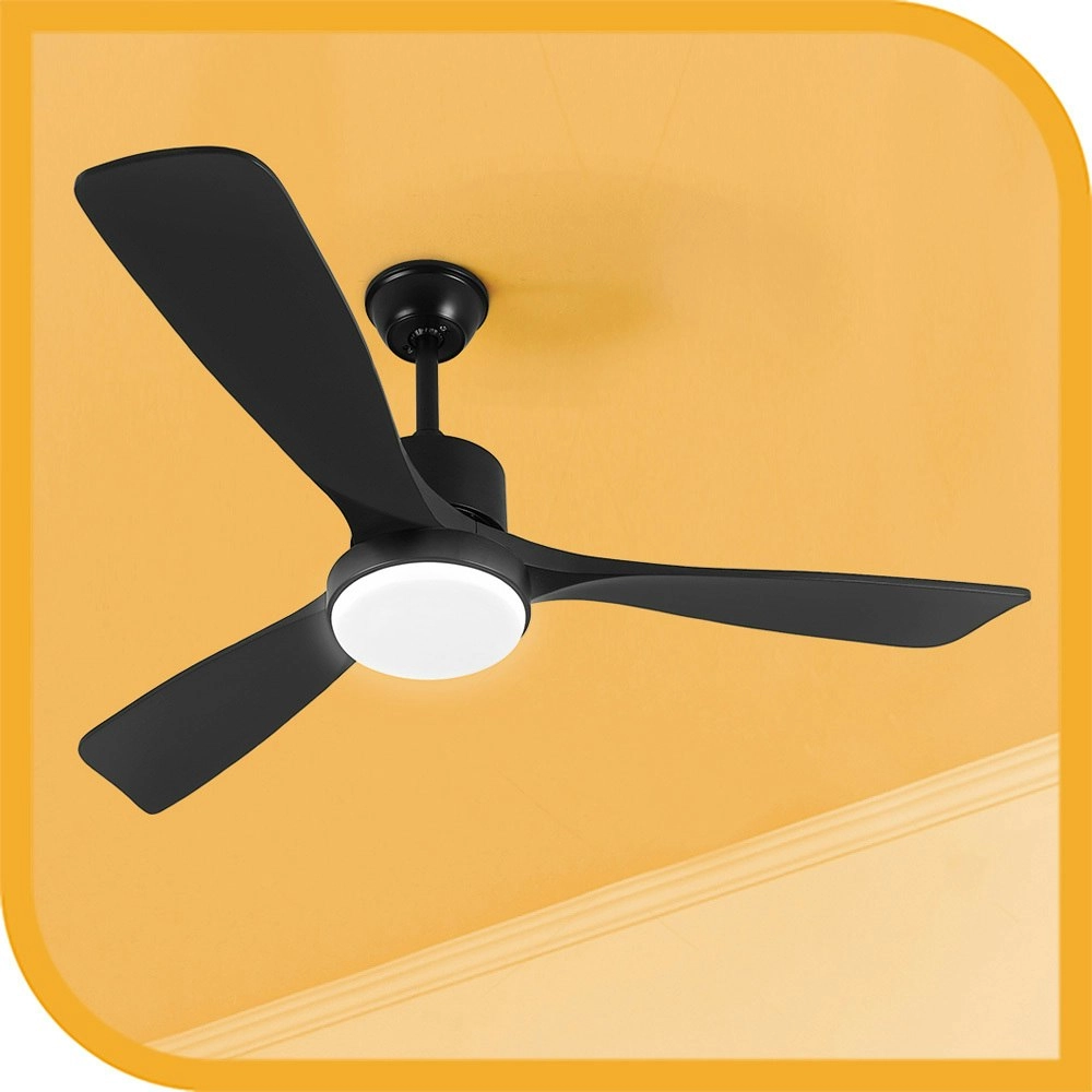 Krear 52" Ceiling Fan With Light Wooden Blade Fans DC Motor Remote Control Black