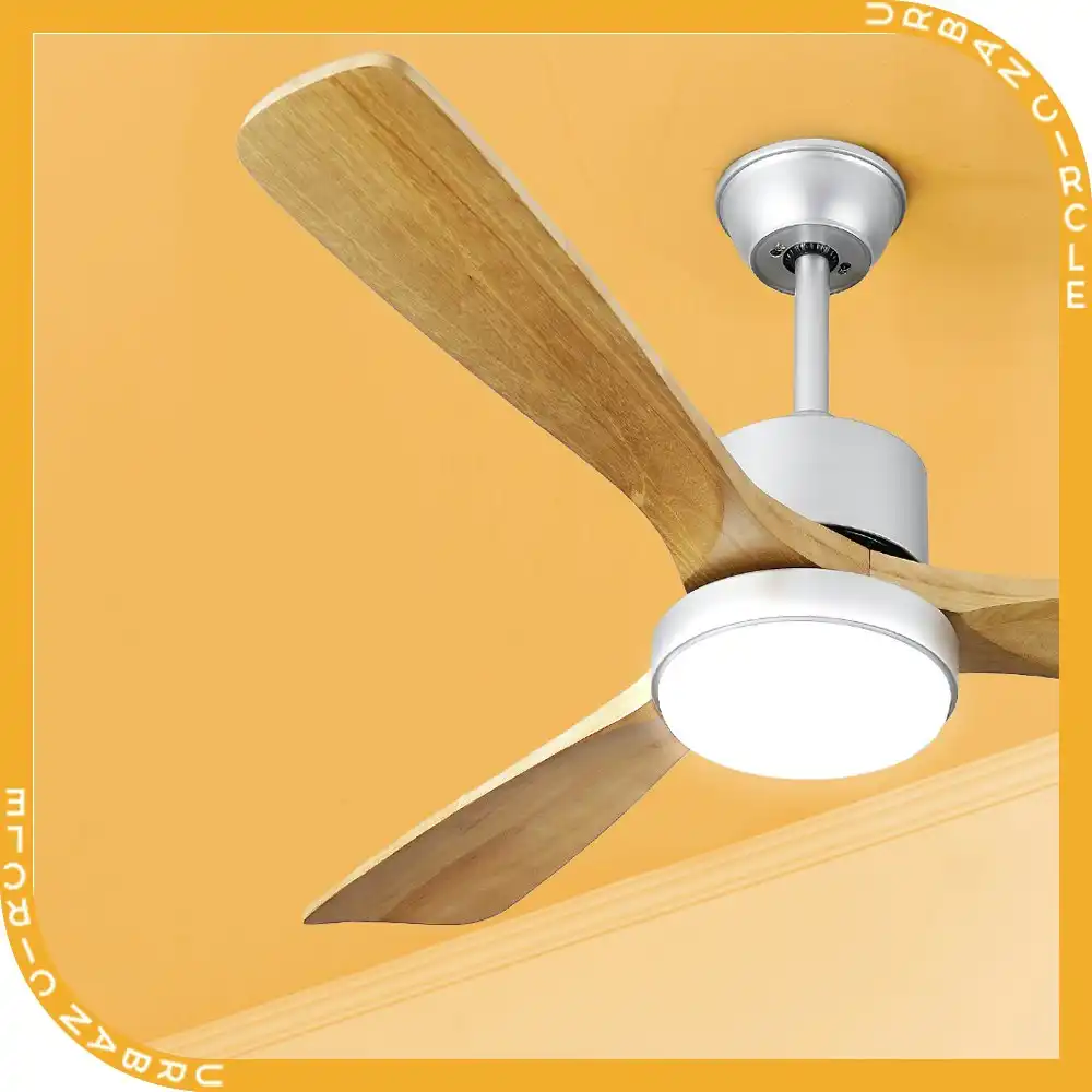 Krear 52" Ceiling Fan With Light Wooden Blade DC Motor Remote Control 6 Speed