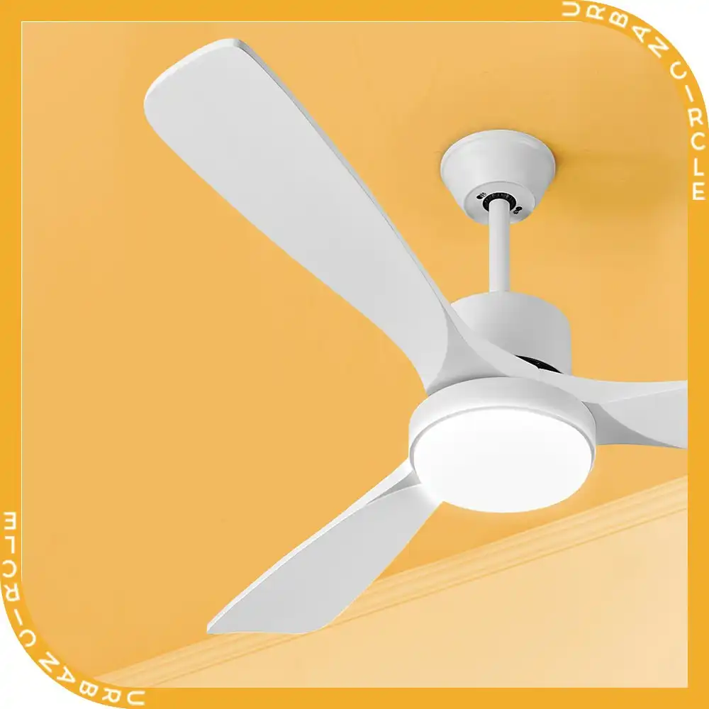 Krear 52" Ceiling Fan With Light Wooden Blade Fans DC Motor Remote Control White