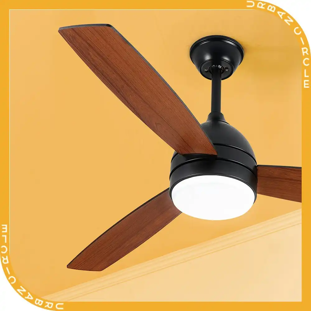 Krear 52" Ceiling Fan With Light 6 Speed Wooden Blades DC Motor Remote Control