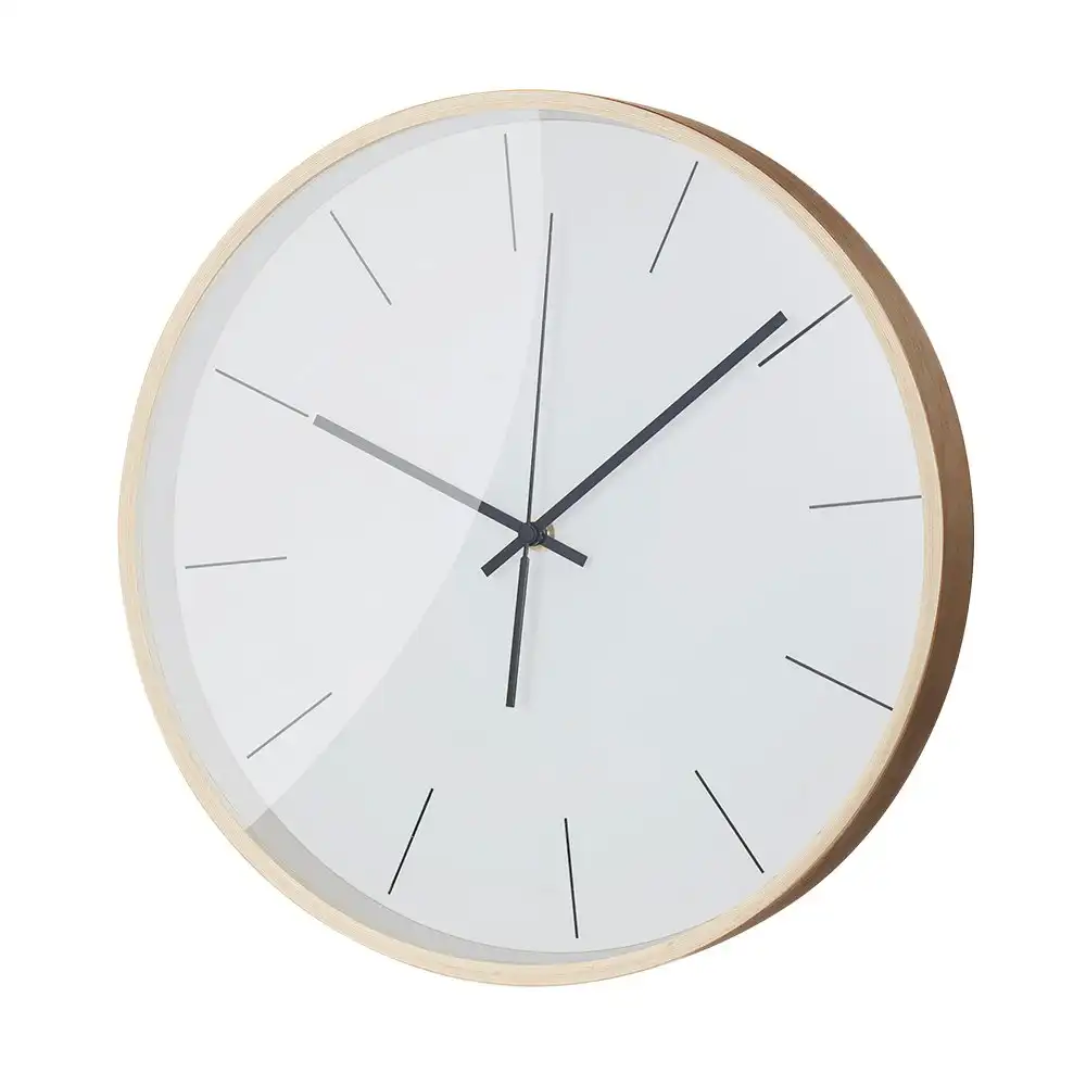 Furb Wood Wall Clock 35cm Round Wall Clocks Silent Non-Ticking For Room Decor