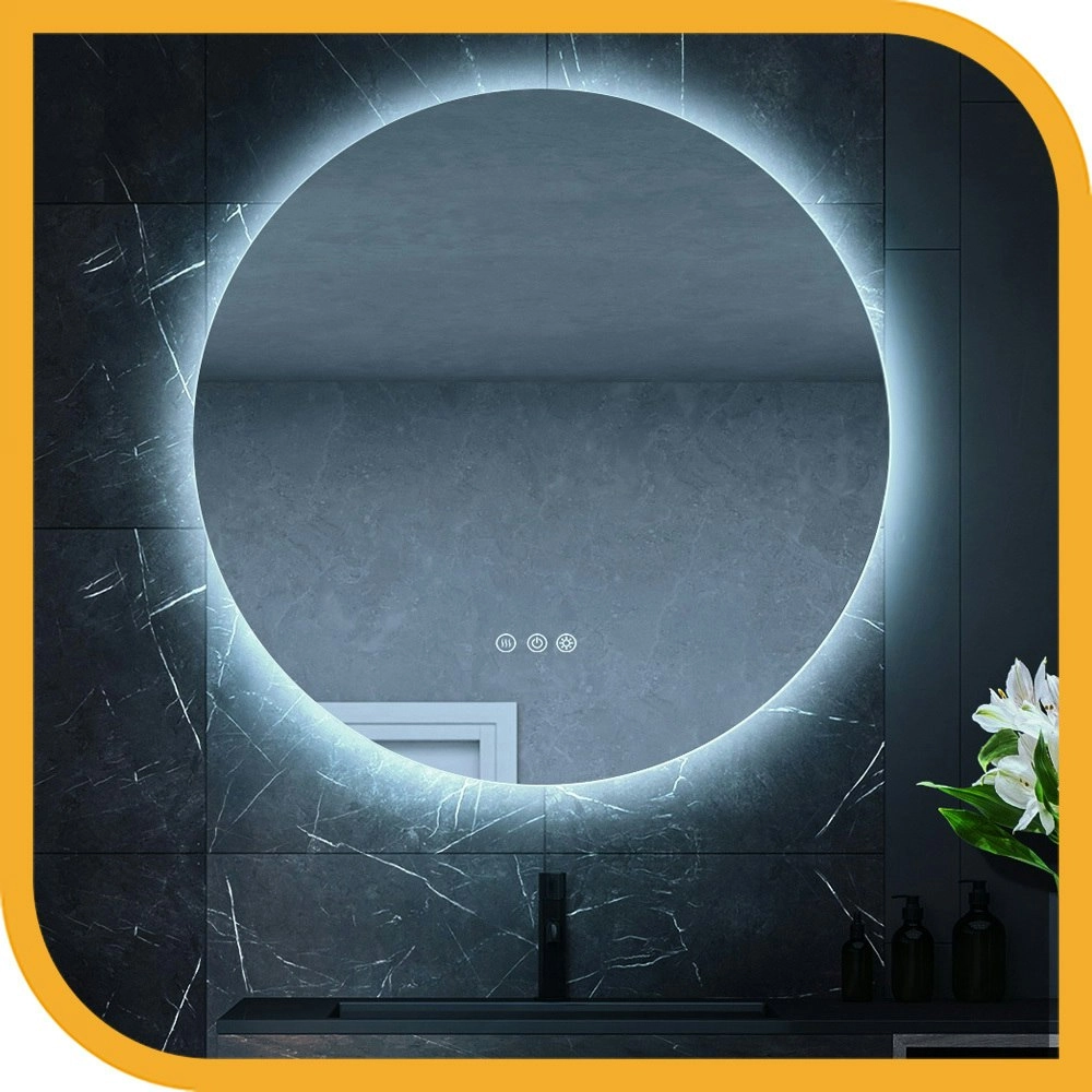 Simplus LED Wall Round Mirror Anti-fog Bathroom Mirrors Makeup Light 60cm