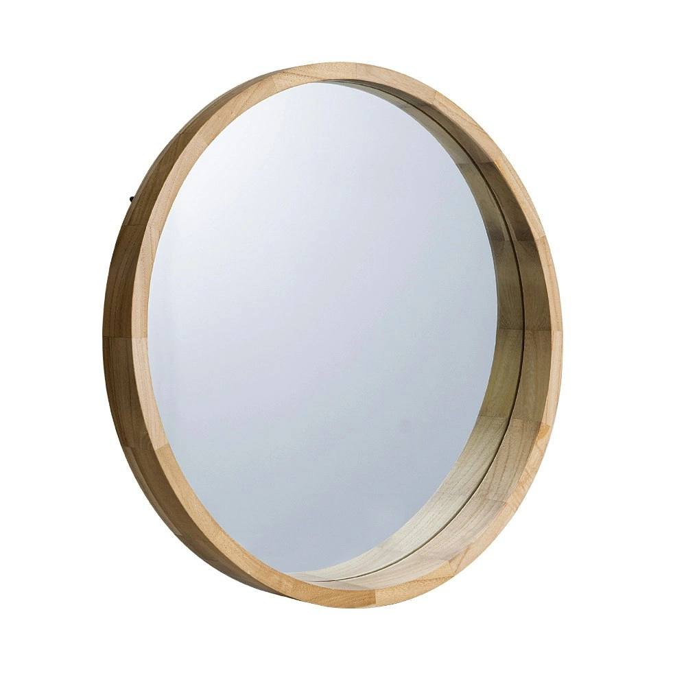 Furb Wooden Wall Mirrors Flat Round Makeup Mirror Bathroom Home Decor 80CM Original Wood