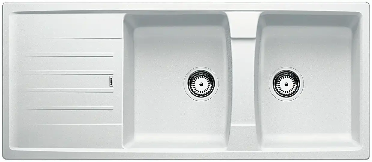 Blanco White Double Bowl Inset Granite Sink With Drainer LEXA8SWK5 526813