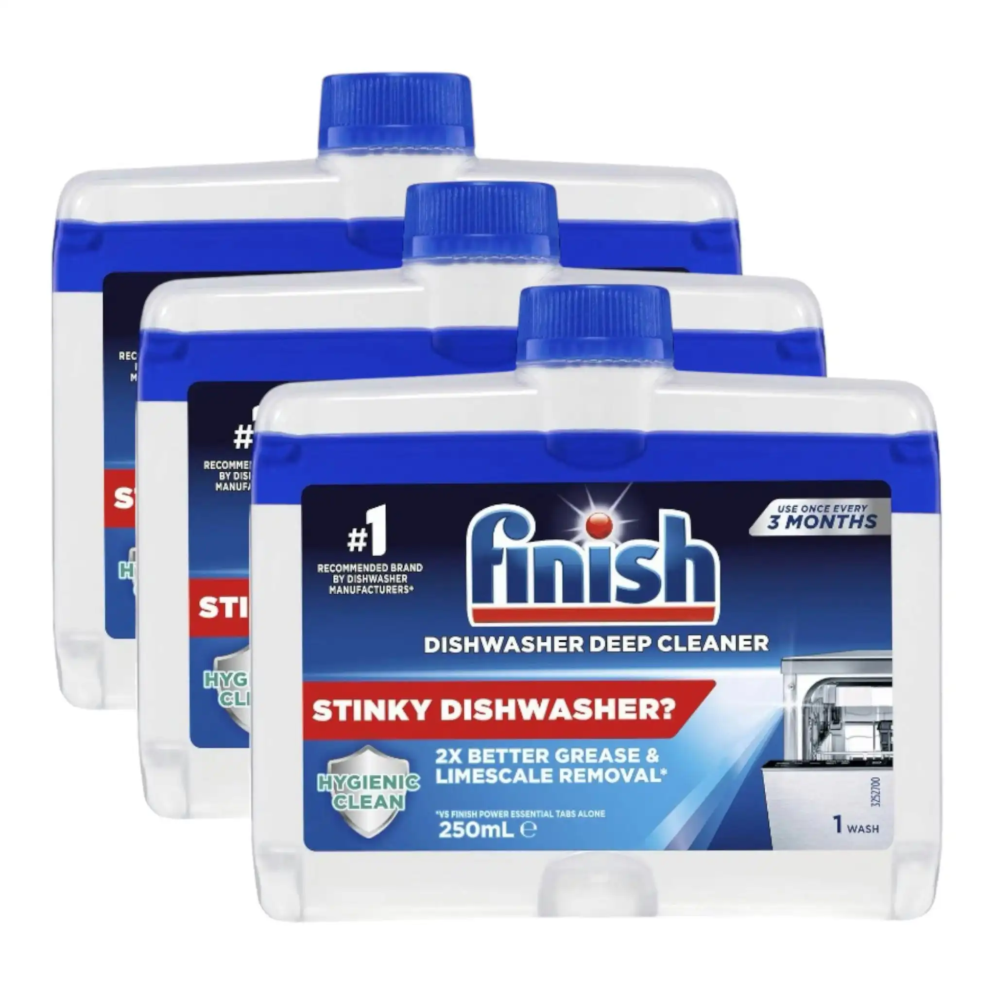 3 Pack Finish Dishwasher Deep Cleaner Original Liquid 250ml