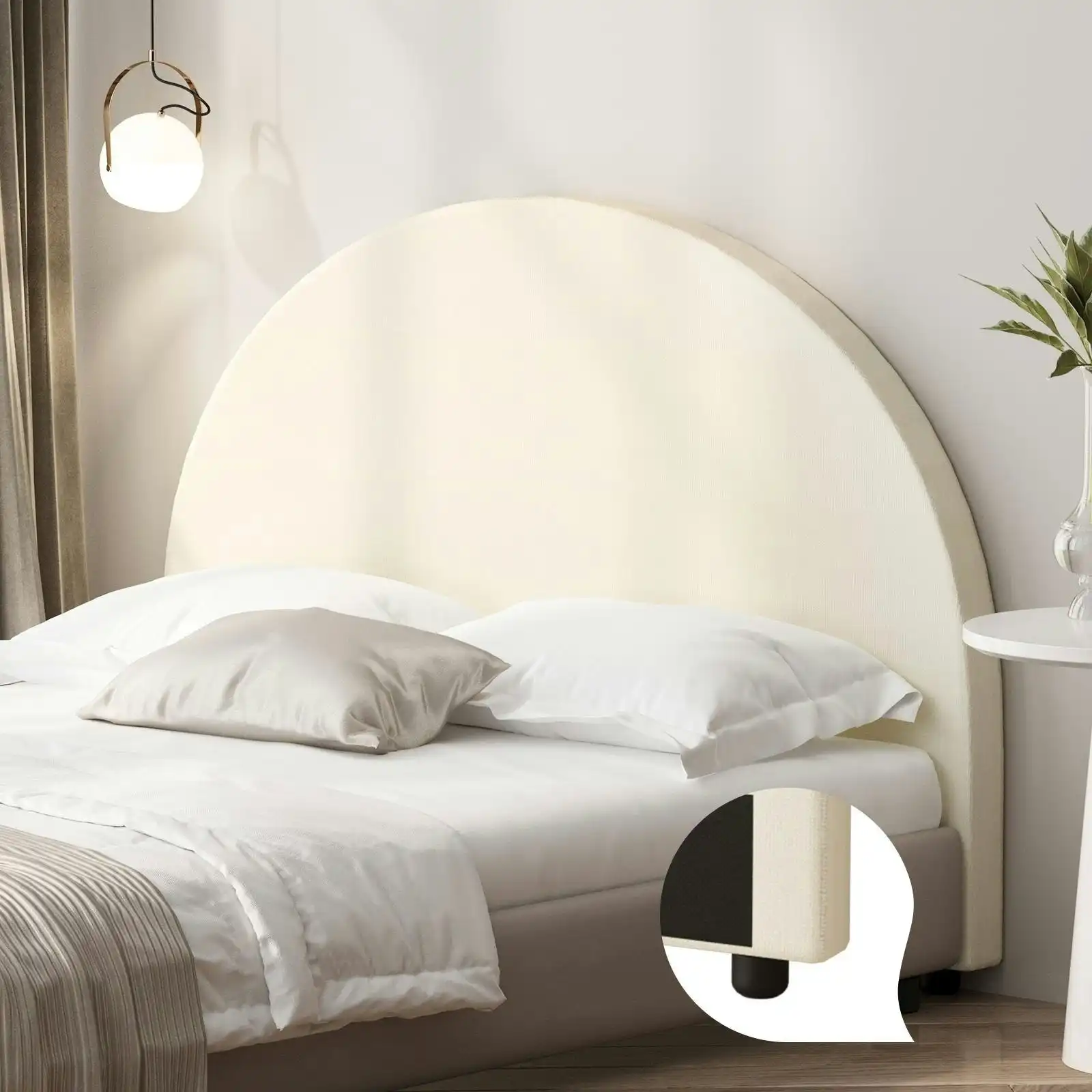Oikiture Bed Head King Single Size Headboard Bedhead Fabric Beige | Kamprads Oikos 1943 | Lasoo
