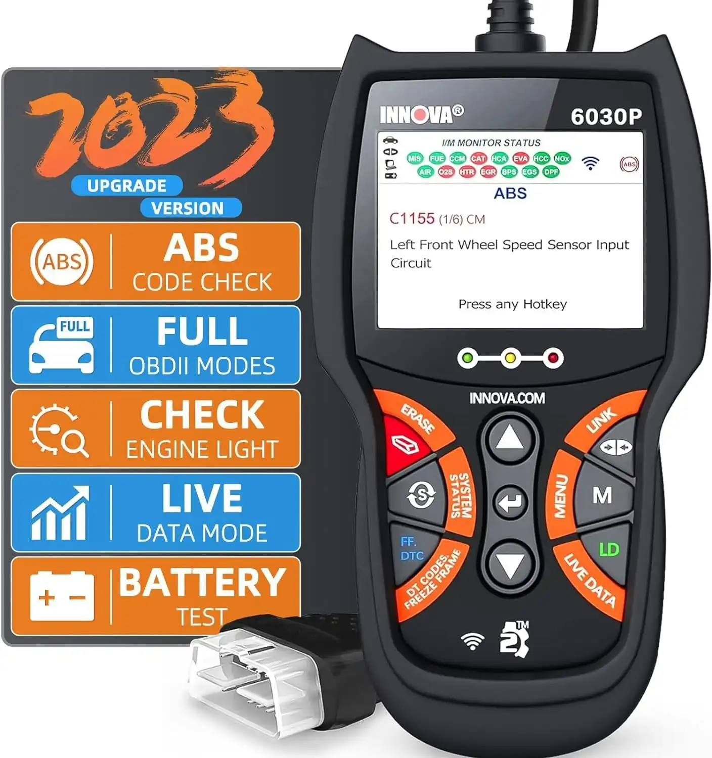 Innova 6030P Code Reader Abs/Check Engine Light OBD2 Scanner Live Data Diagnostic Scan Tool with Battery & Alternator Test/Code Severity Levels/Full OBDII Modes