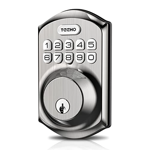 TEEHO TE001 Keyless Entry Door Lock with Keypad - Smart Deadbolt Lock - Front Door Lock with 2 Keys - Auto Lock - Easy Installation - Satin Nickel