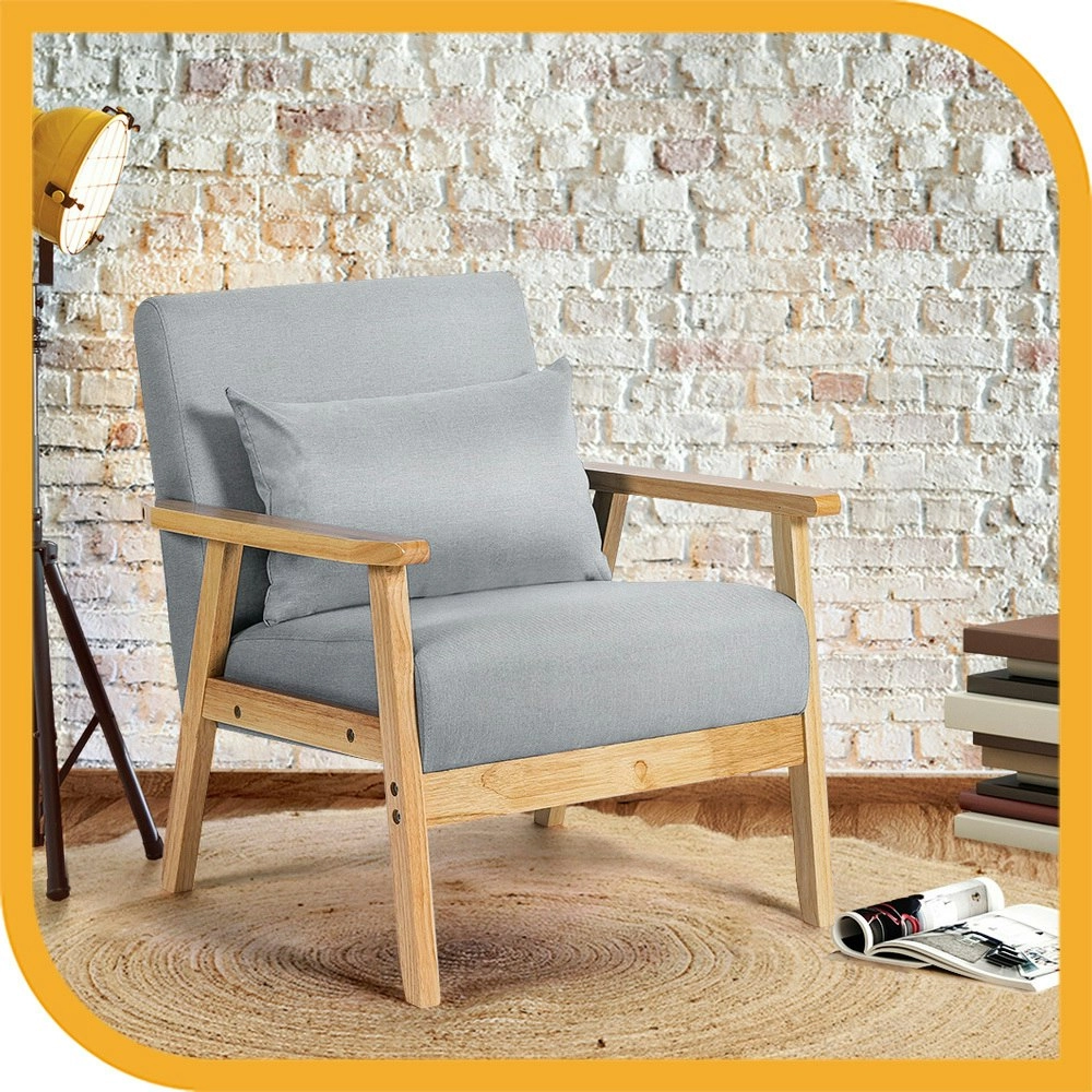 Furb Armchair Lounge Chair Armchairs Accent Sofa Chairs Seat Pillow Light Grey