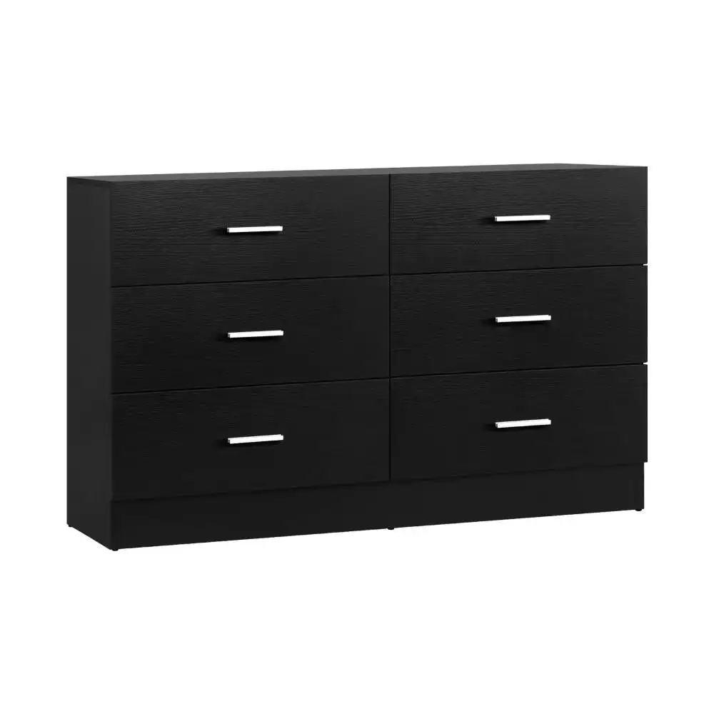 EMILIA 6 Chest of Drawers Tallboy Dresser Table Lowboy Storage Cabinet Black