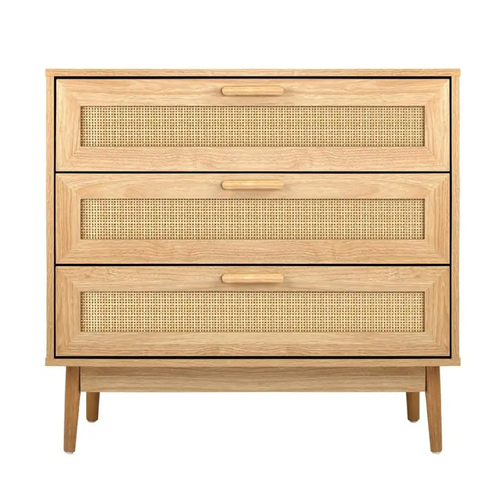 DAVIN 3 Chest of Drawers Tallboy Cabinet Clothes Storage Rattan Furniture