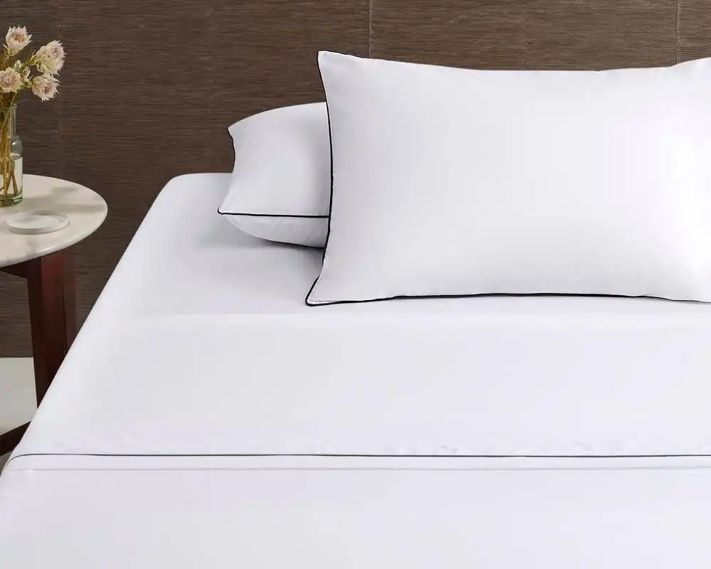 Accessorize Deluxe Hotel Piped Sheet Set - WHITE/BLACK