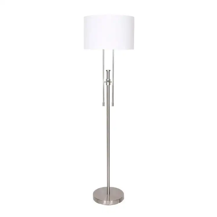 Sarantino Brushed Nickel Height Adjustable Metal Floor Lamp