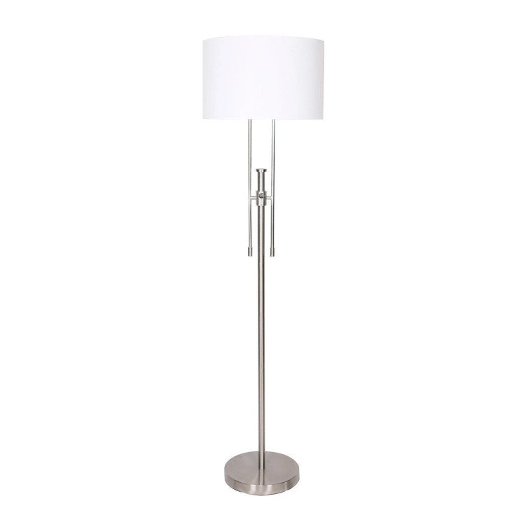 Sarantino Brushed Nickel Height Adjustable Metal Floor Lamp