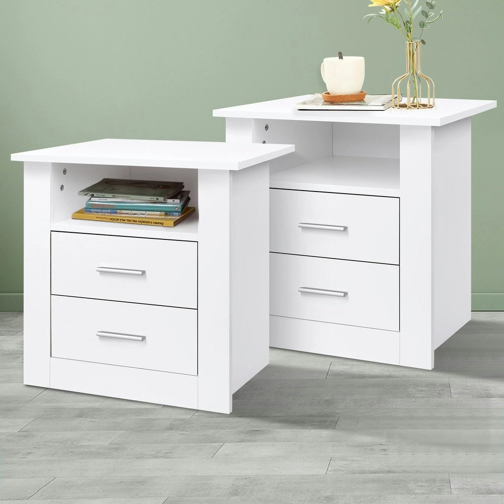 Alfordson 2x Bedside Table Classic White