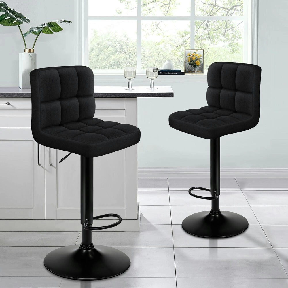 Alfordson Bar Stools L Shape Black Fabric Ralph X2