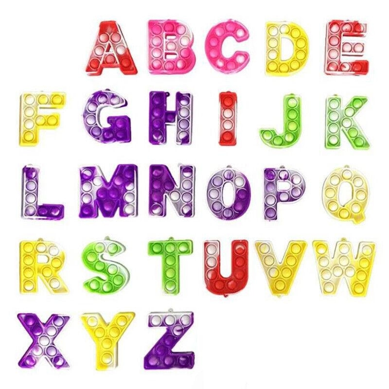 1Pcs Capital Letter Pop It Key Chain Large Size Fidget Toy Back  To  School  Au