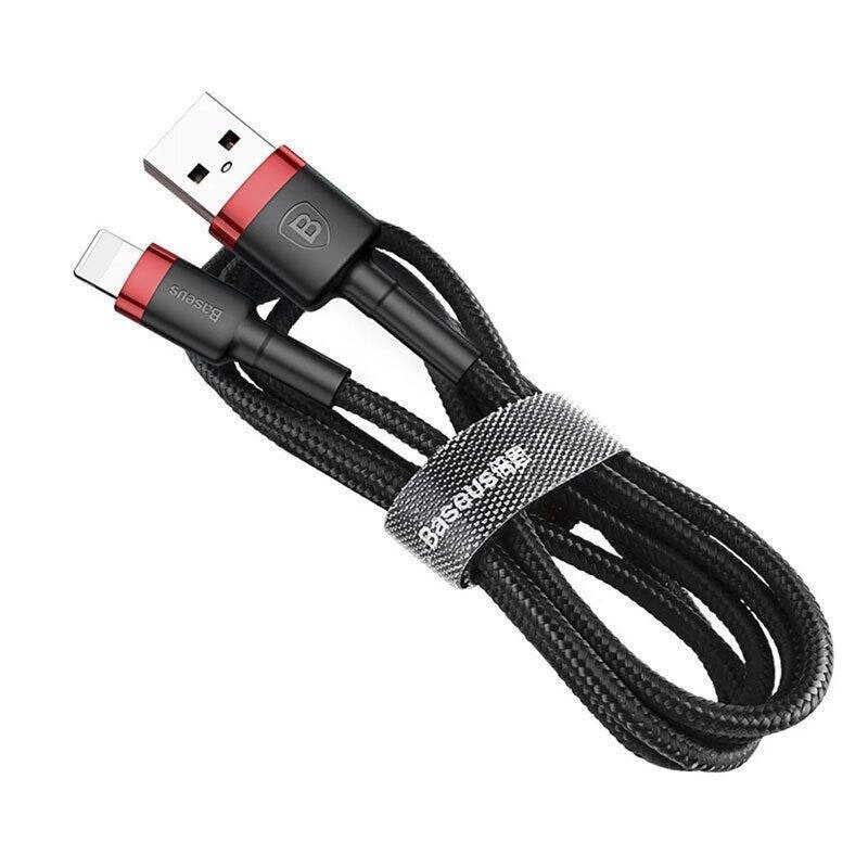 Red Black Genuine BASEUS 2.4A USB to Lighting Charging Cable Cord for iPhone 13 12 Pro XS