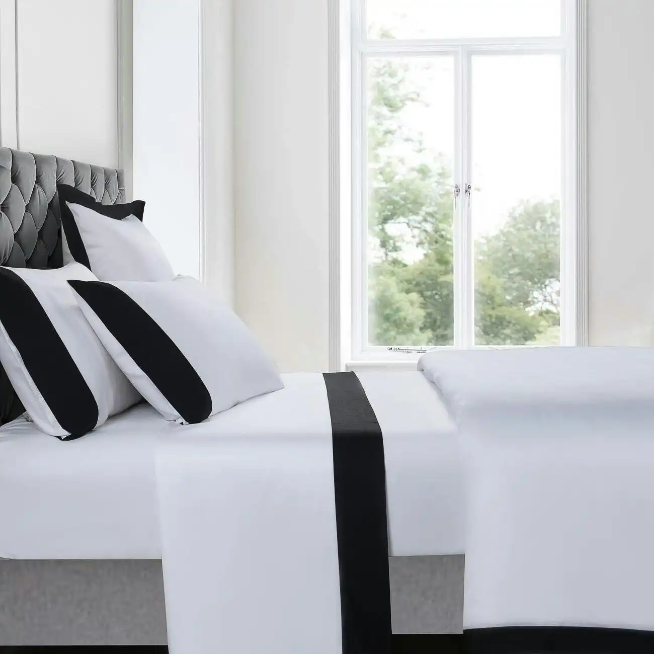 Plaza Black 1000TC Sheet Set Queen Bed