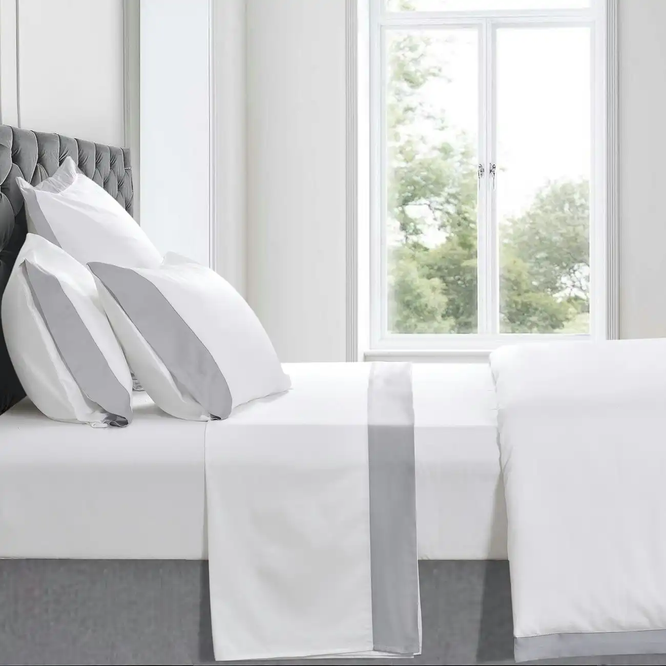 Plaza Grey 1000TC Sheet Set Queen Bed