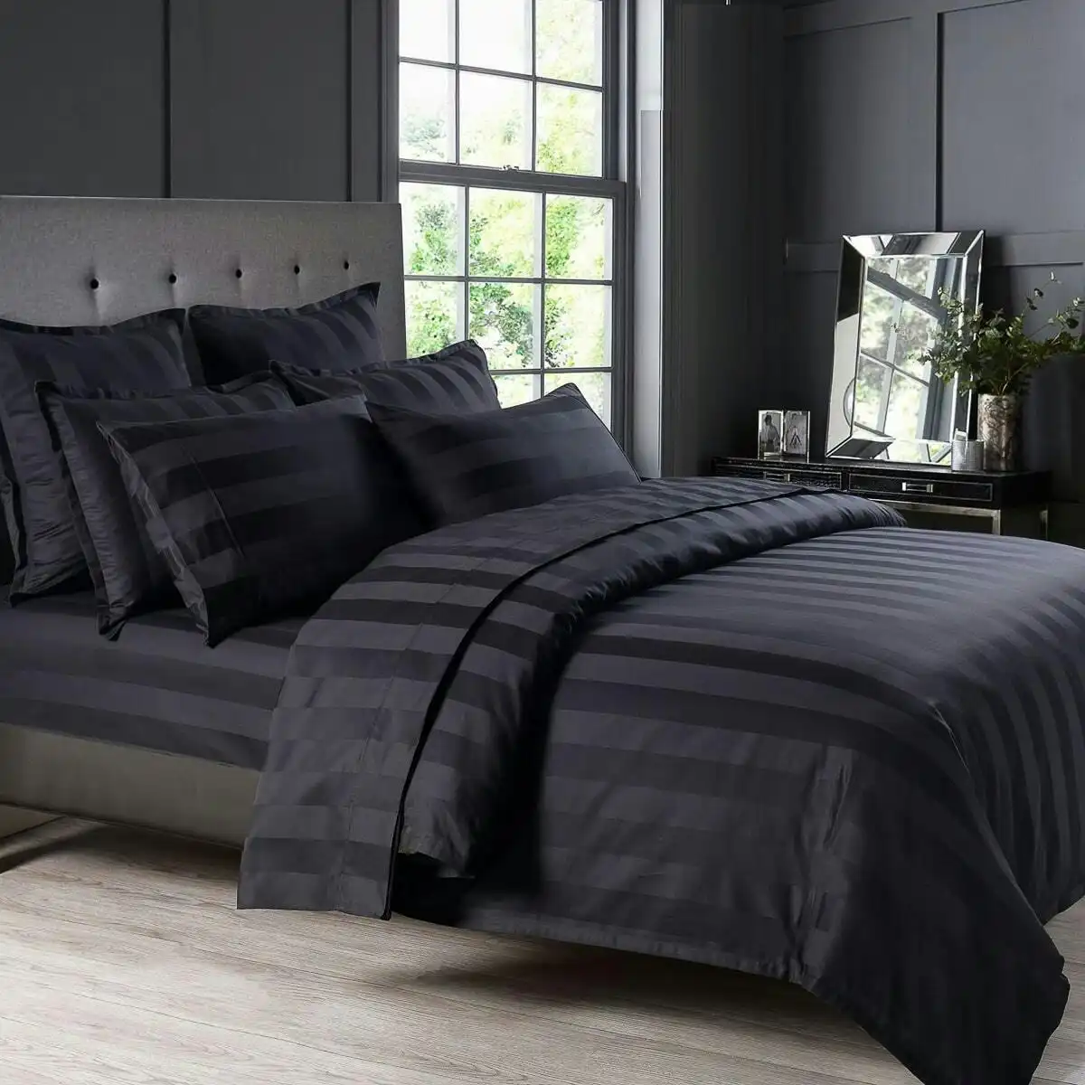 Bespoke 1200TC Sheet Set Black Queen Bed Extra Depth