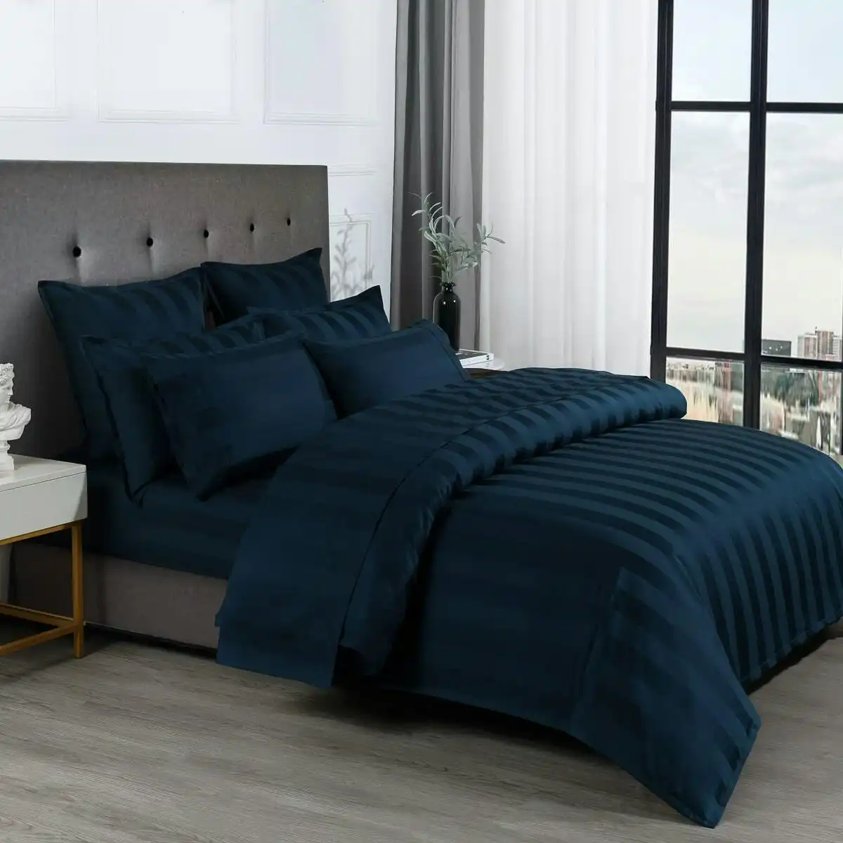 Bespoke 1200TC Sheet Set Navy Queen Bed Extra Depth