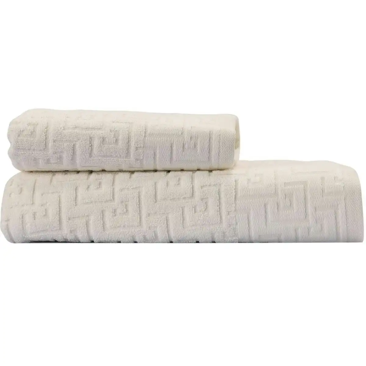 Greek Key Bath Towel Off White