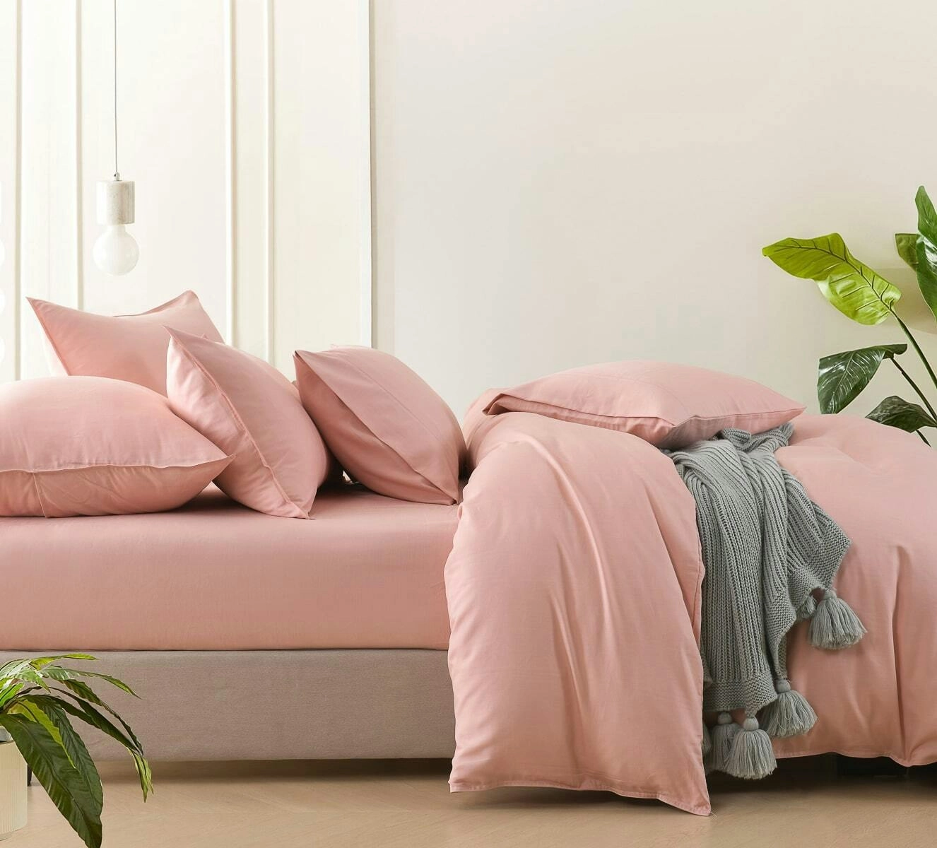 Bamboo Linen Fitted Sheet Pink