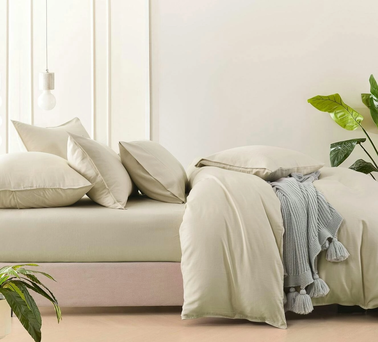 Bamboo Linen Fitted Sheet Natural (Linen)