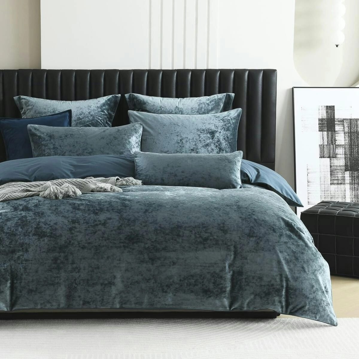 Cody Steel Velvet Quilt Cover Set