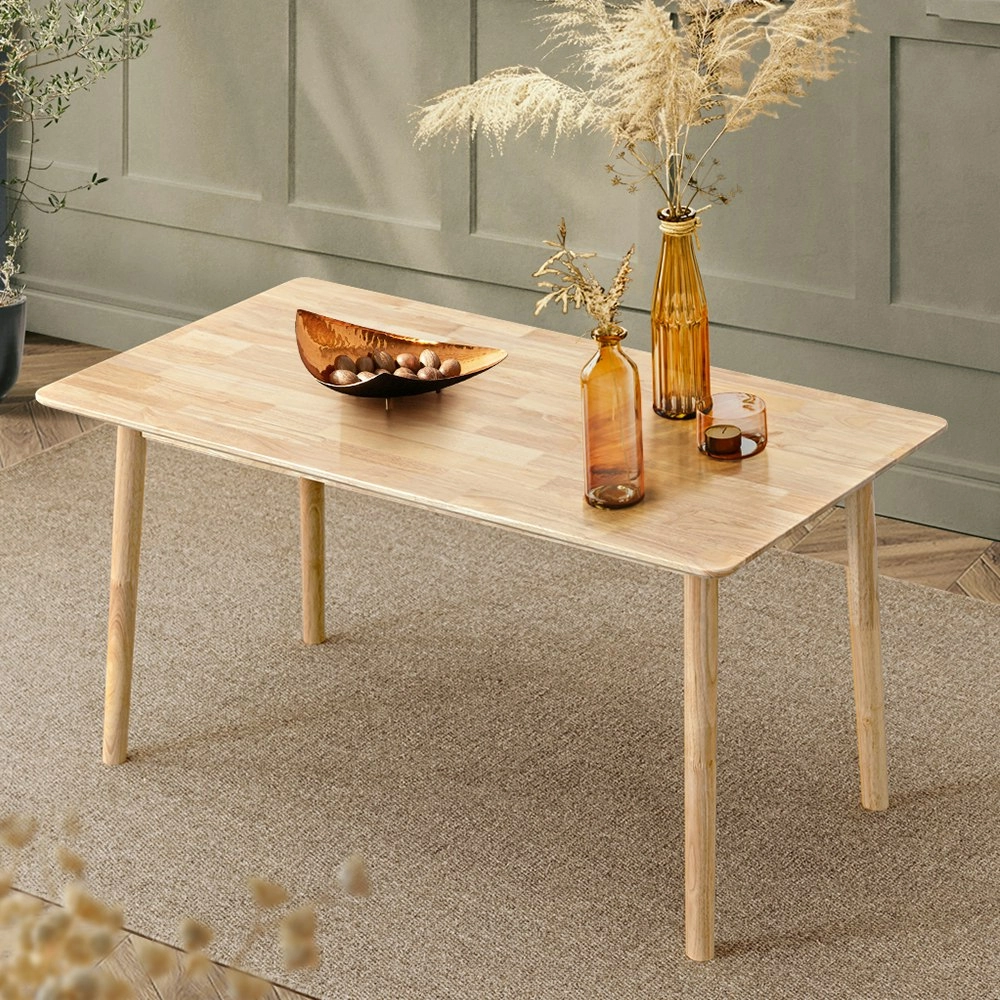 Furb Dining Table Wooden Frame Rectangle Kitchen Modern Natural Oak 120x60cm