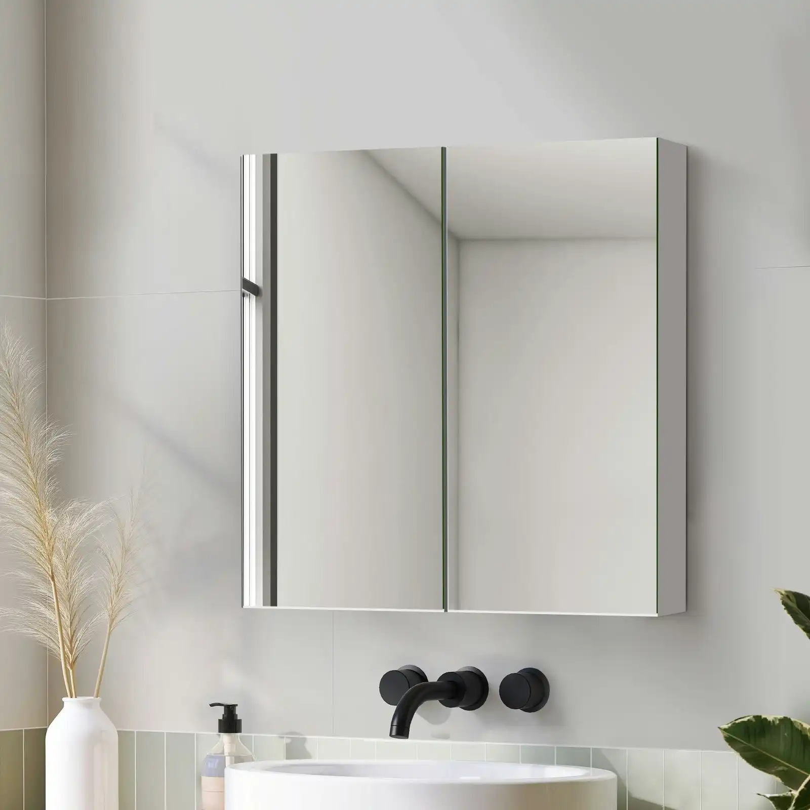 Welba Bathroom Mirror Cabinet Vanity Medicine Shaving Wall Storage 600mmx720mm