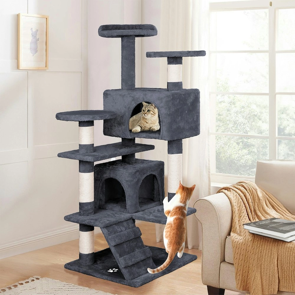 BEASTIE Cat Tree 134cm Grey Scratching Post Scratcher Tower