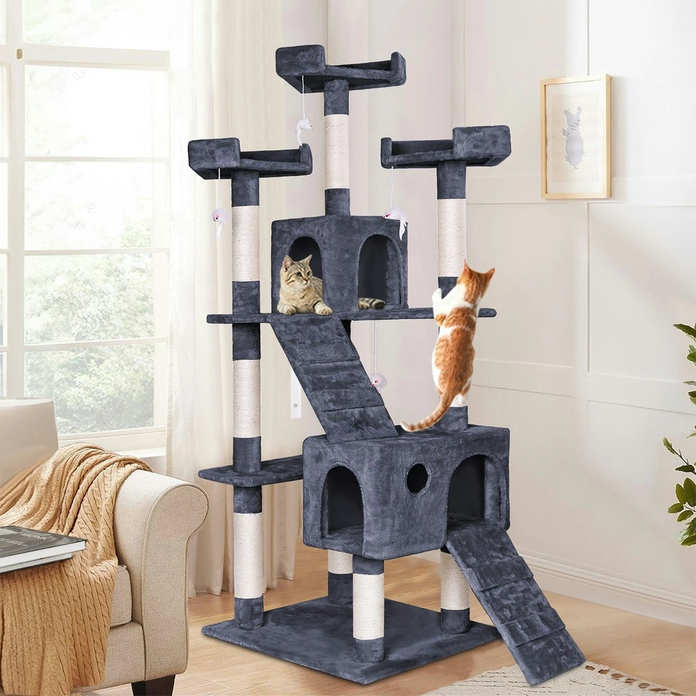 BEASTIE Cat Tree 180cm Grey Scratching Post Scratcher Tower