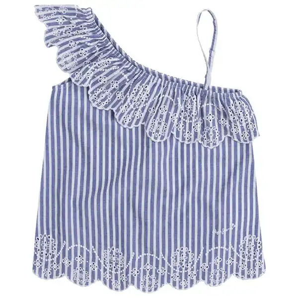 Pepe Kids Pepe Jeans Teen Girls Karissa Stripped Top Blue & White