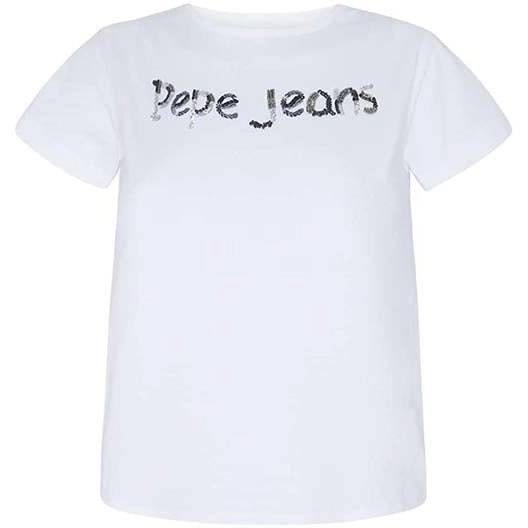 Pepe Kids Pepe Jeans Girls White T-shirt With Sequin Text