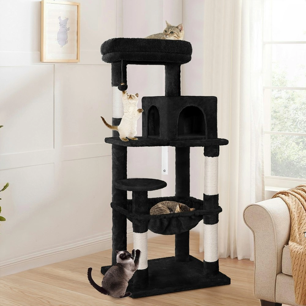 BEASTIE Cat Tree Scratching Post Scratcher Tower Condo House Furniture Wood 143 Black