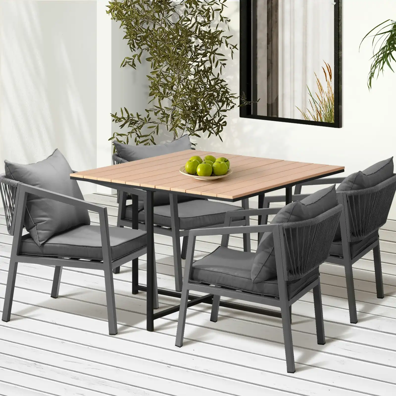 Livsip 4 Seater Outdoor Dining Set Patio Furniture Garden Table Chairs Setting