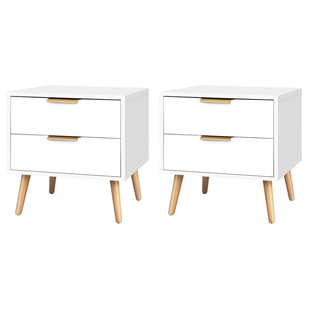 Alfordson 2x Bedside Table Scandinavian White