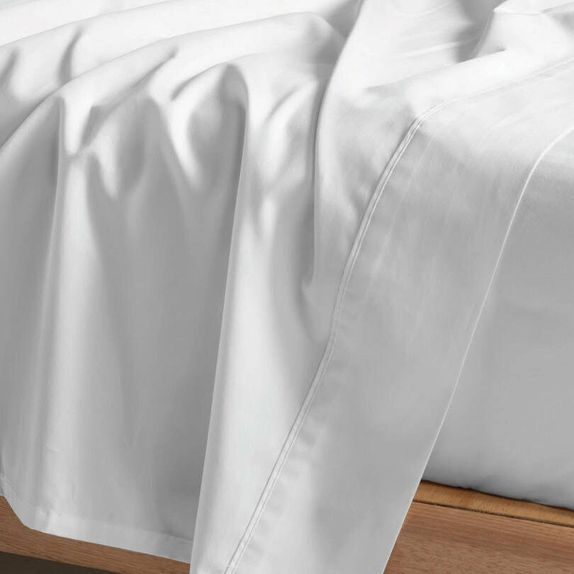 Linen House Augusta 500TC White Queen Flat Sheet