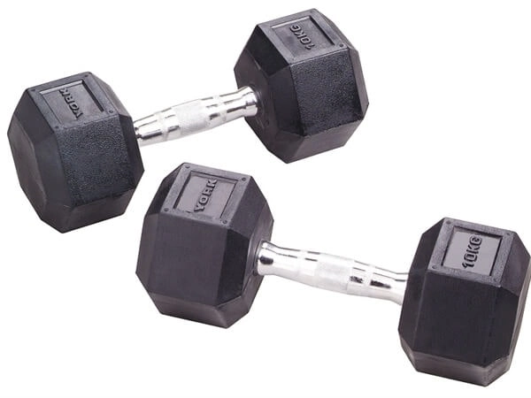 York 40kg Rubber Hex Dumbbell