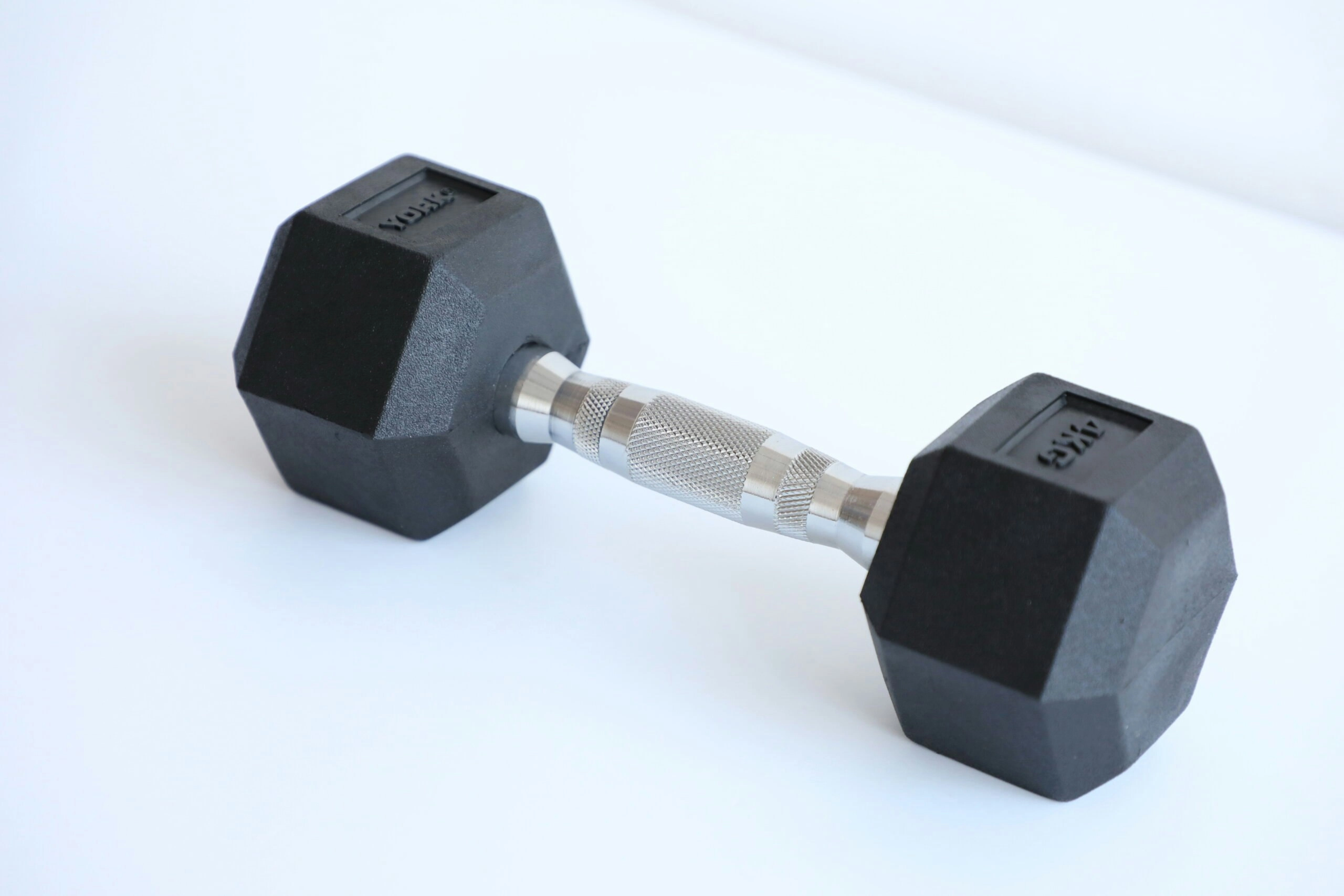 YORK 4kg Rubber Hex Dumbbell