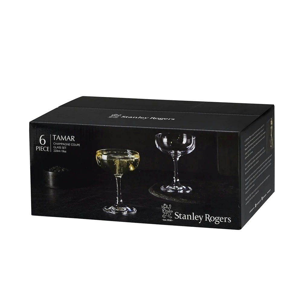 Stanley Rogers TAMAR CHAMPAGNE COUPE GLASSES 220ml SET 6